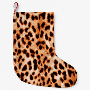 Calcetín Navideño Pequeño Textura de impresión de leopardo