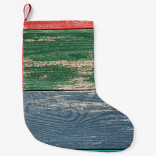 Calcetín Navideño Pequeño Textura de la superficie de madera de color como f