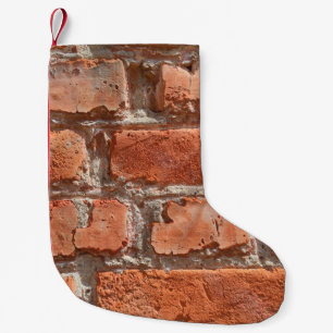 Calcetín Navideño Pequeño Textura de ladrillo viejo acribillado. Antecedente
