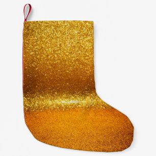 Calcetín Navideño Pequeño Textura de las luces de época del purpurina de oro