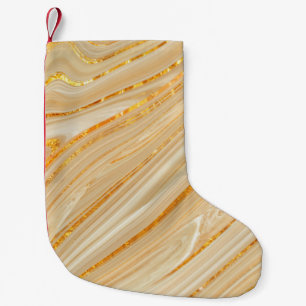 Calcetín Navideño Pequeño Textura de mármol dorado