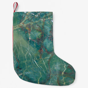 Calcetín Navideño Pequeño Textura de mármol verde malaquita, estructura de 