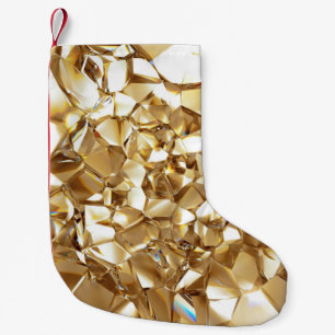Calcetín Navideño Pequeño Textura de oro de cristal abstracto en 3D.