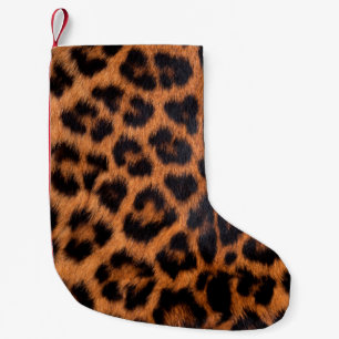 Calcetín Navideño Pequeño Textura de piel de leopardo: Mancha de leopardo de