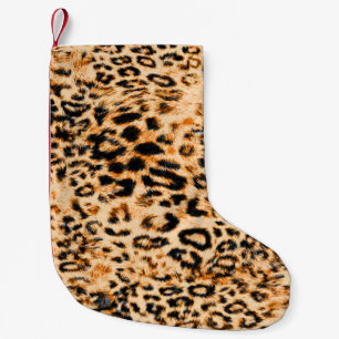 Calcetín Navideño Pequeño Textura de piel de leopardo, patrón de leopardo