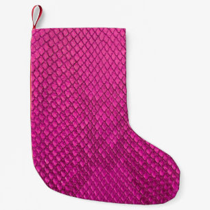Calcetín Navideño Pequeño Textura de piel de serpiente de pitón rosa