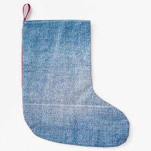 Calcetín Navideño Pequeño Textura de vaqueros de denim azul