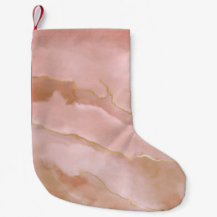 Calcetín Navideño Pequeño Textura rosa de oro de mármol líquido