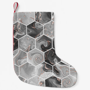 Calcetín Navideño Pequeño Textura sin soldadura de hexágono de mármol con pa
