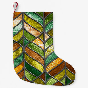 Calcetín Navideño Pequeño Textura transparente de vidrio manchado con patrón