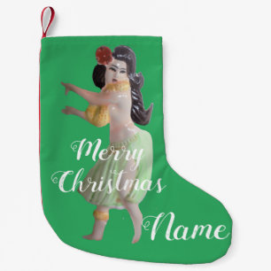 Calcetín Navideño Pequeño Thunder_Cove, bailarina hawaiana de hula