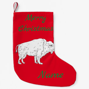 Calcetín Navideño Pequeño Thunder_Cove de búfalo blanco