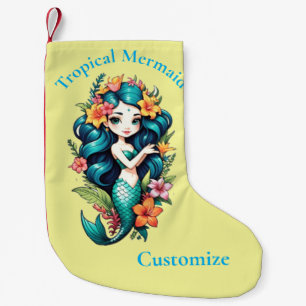 Calcetín Navideño Pequeño Thunder_Cove, Sirena de Flor Tropical