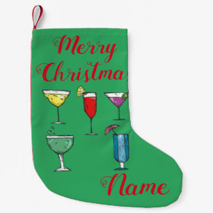 Calcetín Navideño Pequeño Thunder_Cove, variedad de bebidas de cóctel