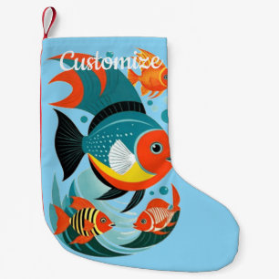 Calcetín Navideño Pequeño Thunder_Cove, variedad de peces tropicales