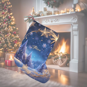 Calcetín Navideño Pequeño Tiempo mágico de los Navidades - copos de nieve do