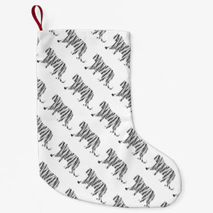 Calcetín Navideño Pequeño Tigre de silueta negro y blanco