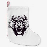 Tigre enojado dentado abstracto blanco y negro