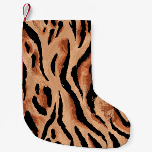 Calcetín Navideño Pequeño tigre sin costuras, patrón de piel de leopardo