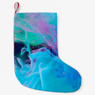 Calcetín Navideño Pequeño tintas en abstracto acuático, acrílico, artístico,
