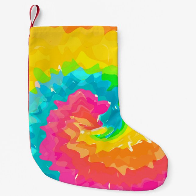 Calcetín Navideño Pequeño tinte retro boho tie (Anverso)
