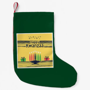 Calcetín Navideño Pequeño Tono cálido de celebración de Kwanzaa de SlipperyJ