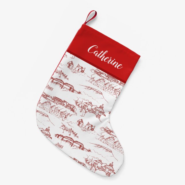 Calcetín Navideño Pequeño Toque Chattanooga Rojo (Frente (Colgado))