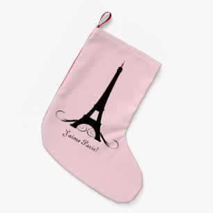 Calcetín Navideño Pequeño ¡Torre Eiffel rosada J'aime París!