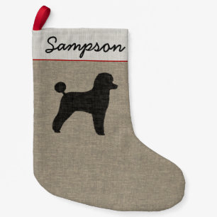 Calcetín Navideño Pequeño Toy Poodle Dog Silhouette Miniatura Poodle Cute