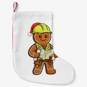 Calcetín Navideño Pequeño Trabajador de Construcción de Pan de Jengibre Navi