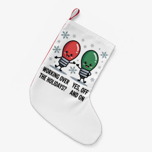 Calcetín Navideño Pequeño Trabajando en Navidad Chiste Divertido de Navidad