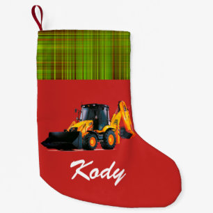 Calcetín Navideño Pequeño Tractor de cargador amarillo moderno personalizado