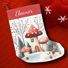 Calcetín Navideño Pequeño Trato de invierno personalizado de Woodland
