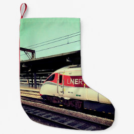 Calcetín Navideño Pequeño Tren rojo y blanco