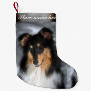 Calcetín Navideño Pequeño Tri navidad del collie