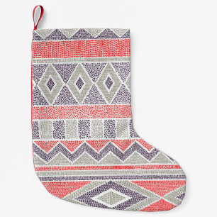 Calcetín Navideño Pequeño Tribal de etnia rayada: cosecha artesanal