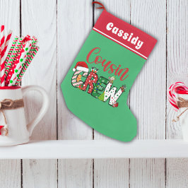 Calcetín Navideño Pequeño Tripulación Navideña Personalizada de Primos Retro