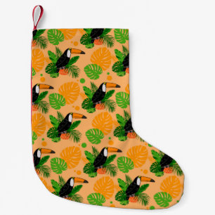 Calcetín Navideño Pequeño Trópico Toucan Bird Seamless Pattern