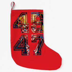 Calcetín Navideño Pequeño Trump 45 47 Arte pop Presidente de Estados Uni