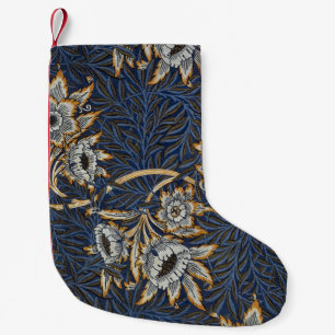 Calcetín Navideño Pequeño Tulipán de sauce patrón azul floral de William Mor