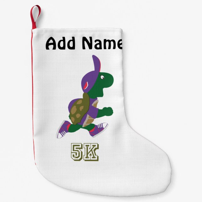 Calcetín Navideño Pequeño Turtle Runner 5K - Púrpura (Anverso)