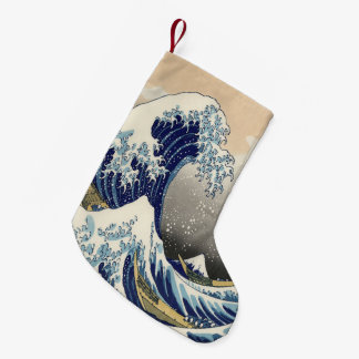 Calcetín Navideño Pequeño ukiyo japonés vintage e art la gran ola