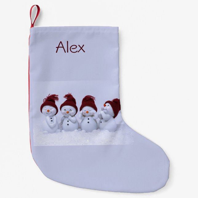 Calcetín Navideño Pequeño Un cuarteto de hombres de nieve (Anverso)