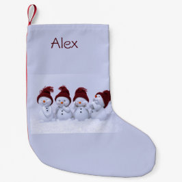 Calcetín Navideño Pequeño Un cuarteto de muñecos de nieve