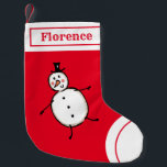 Calcetín Navideño Pequeño Un hombre de nieve maltratado y personalizado<br><div class="desc">Esta reserva de Navidades personalizada incluye el personaje de Hombre de Nieve del equipo de Navidades.</div>