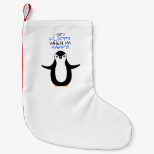 Calcetín Navideño Pequeño Un pingüino feliz