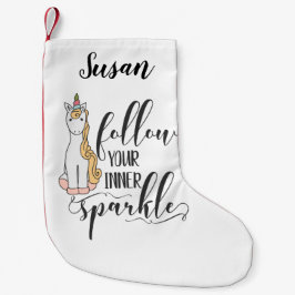 Calcetín Navideño Pequeño Unicorn Sigue A Tu Fiesta De Esparkle Interior (Co