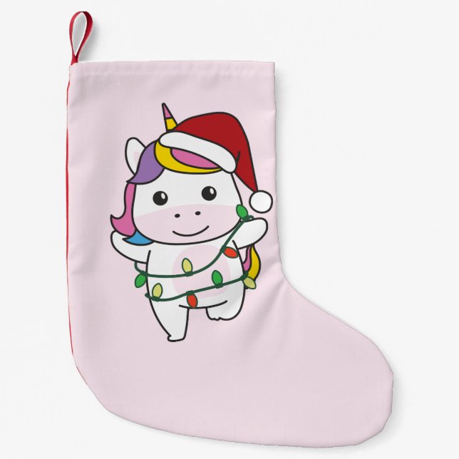 Calcetín Navideño Pequeño Unicornio Navidades de animales de invierno festej (Anverso)