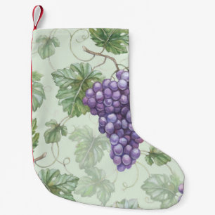Calcetín Navideño Pequeño Uvas Acuarela, Patrón de infiltración de fruta.