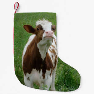 Calcetín Navideño Pequeño Vaca lechera en la granja